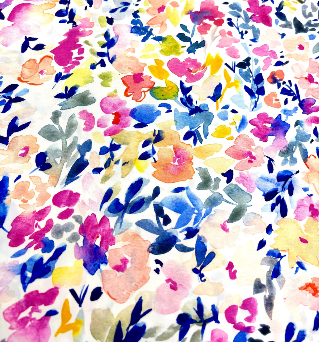 Bright Gouache Floral Cotton Fabric