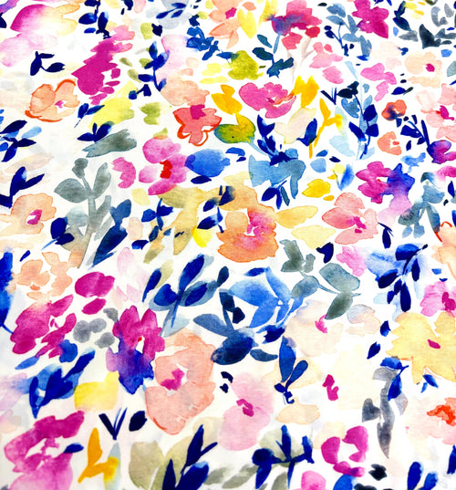 Bright Gouache Floral Cotton Fabric
