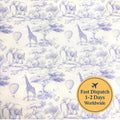 Blue Toile Safari Cotton Fabric