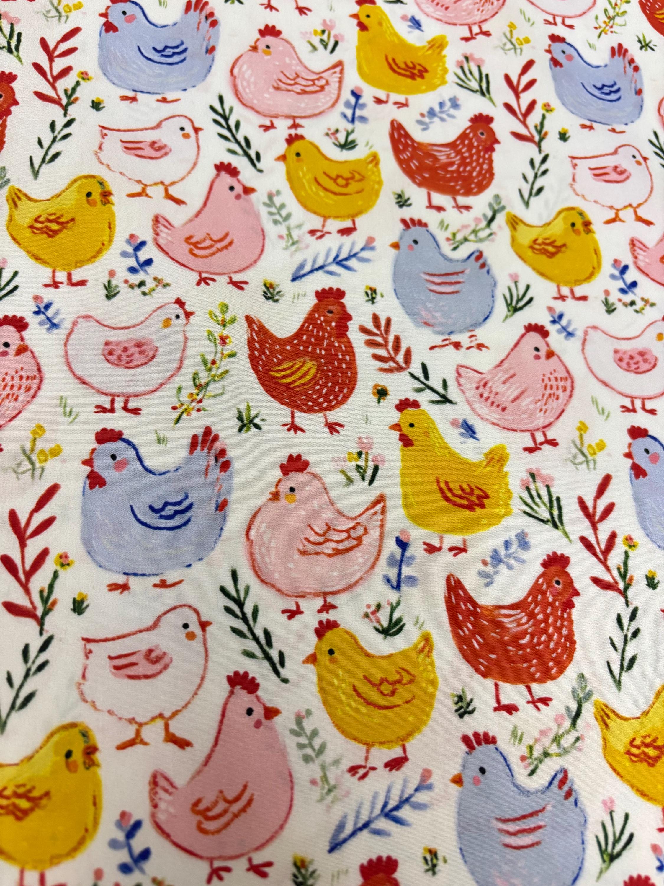 Cute Chickens Cotton Fabric