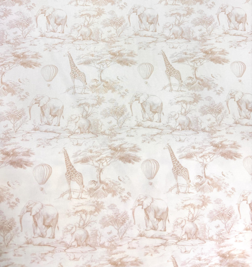 Beige Toile Safari Cotton Fabric