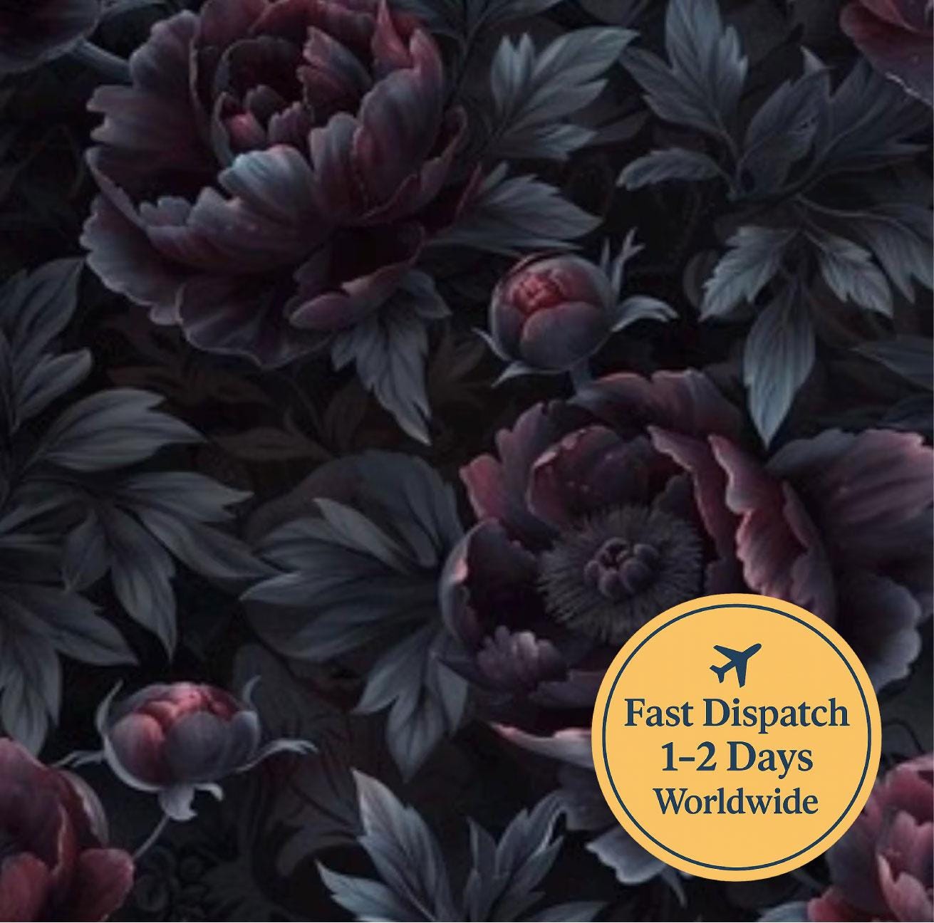 Large Scale Black Floral Cotton Fabric