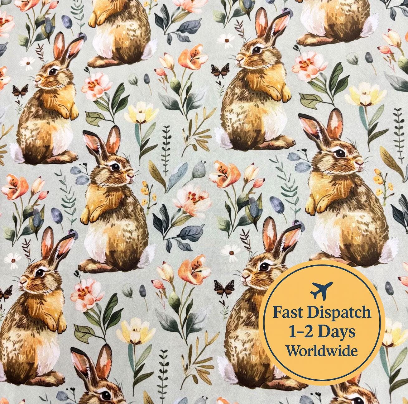Floral Rabbit Cotton Fabric