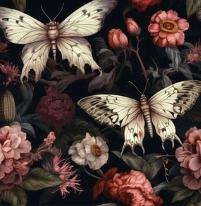 Floral Moth Cotton Fabric