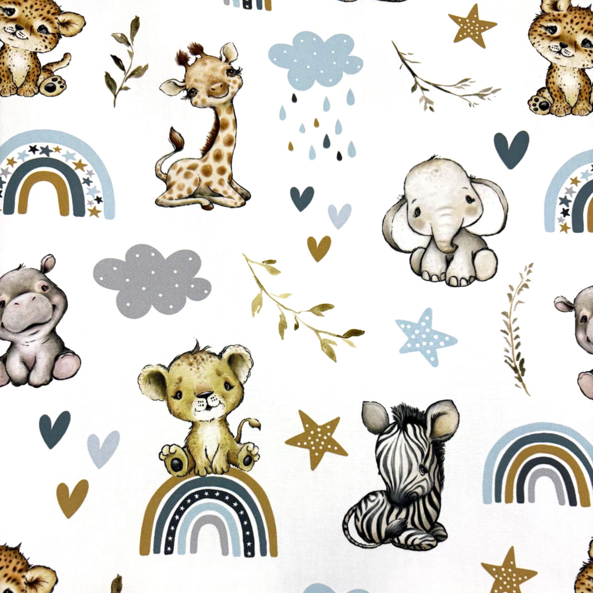 Safari Rainbow Blue Cotton Fabric