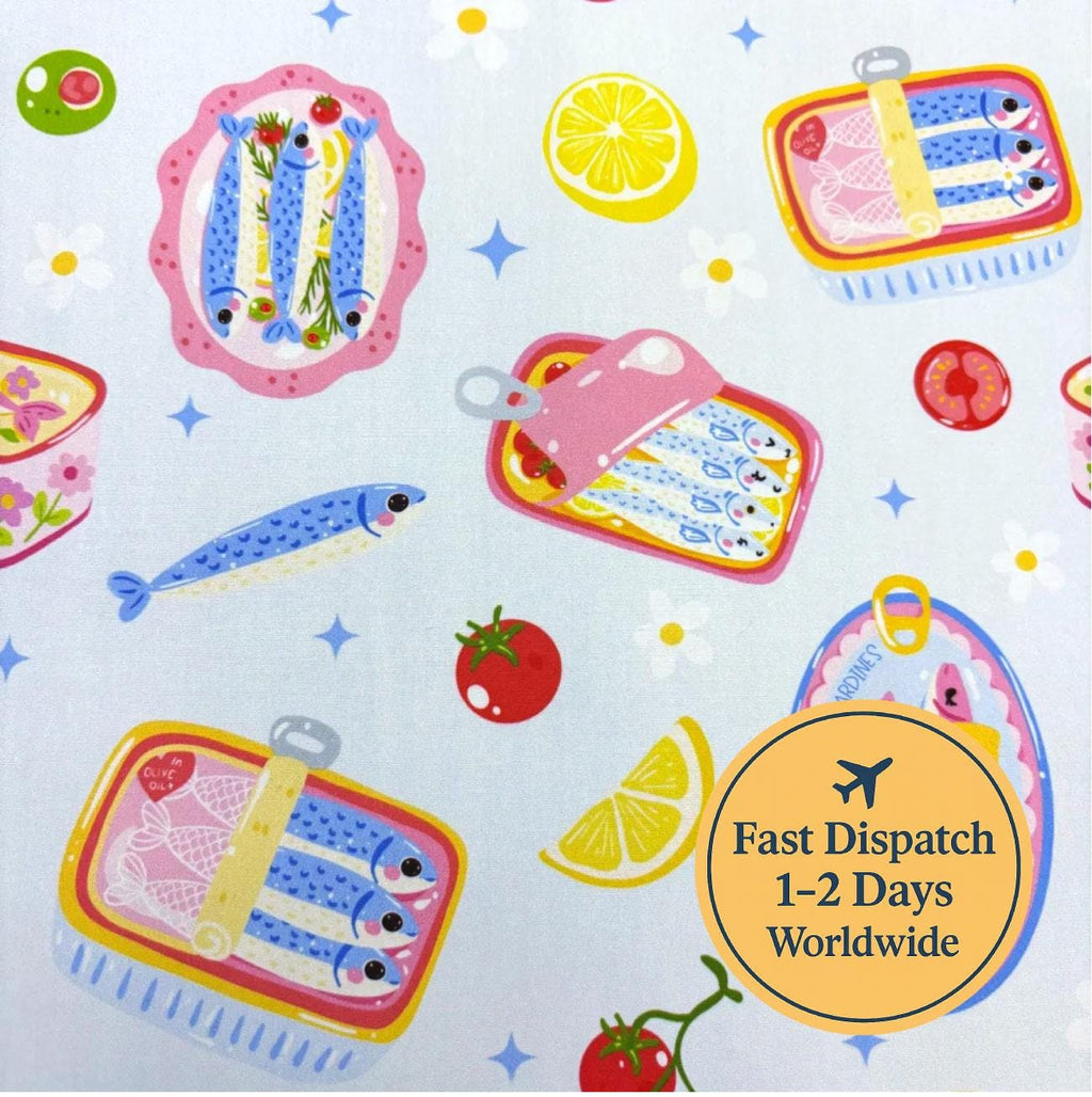 Blue Sardines Cotton Fabric