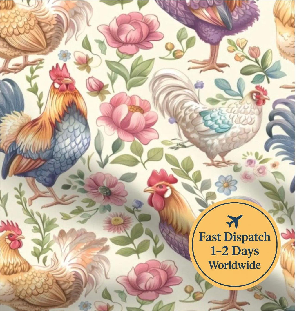 Farmhouse Chickens Cotton Fabric
