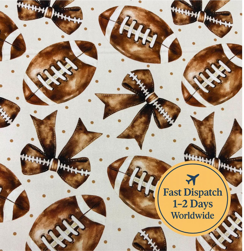 American Football and Bows Cotton Fabric