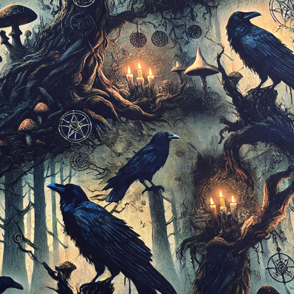 Gothic Crow Cotton Fabric