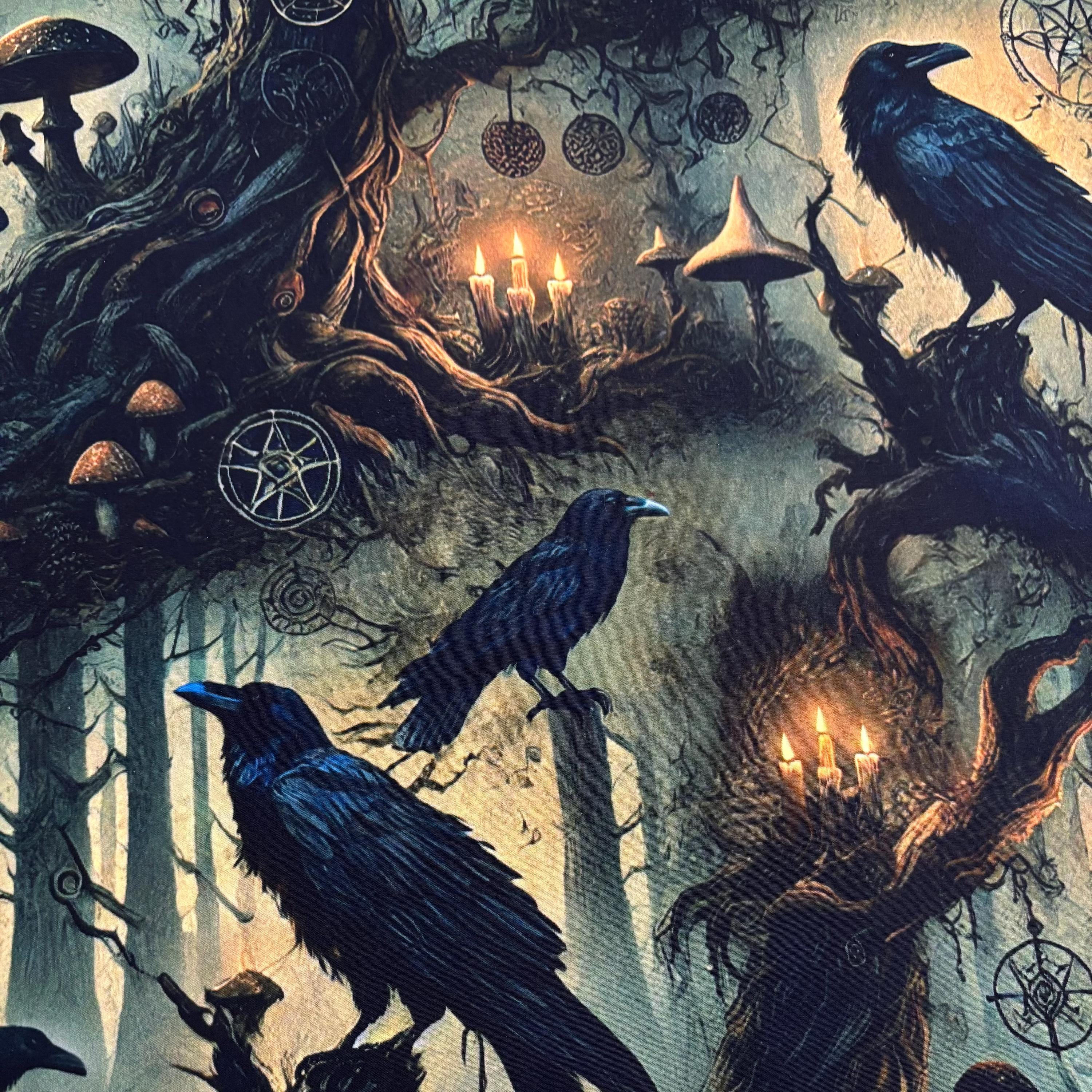 Gothic Crow Cotton Fabric