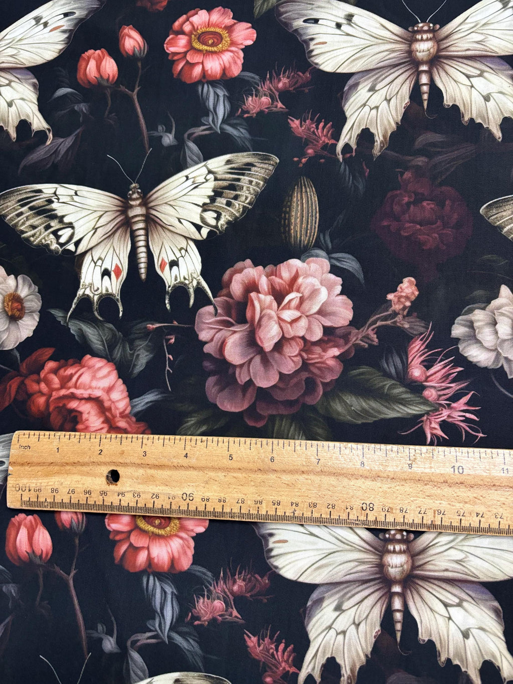 Floral Moth Cotton Fabric