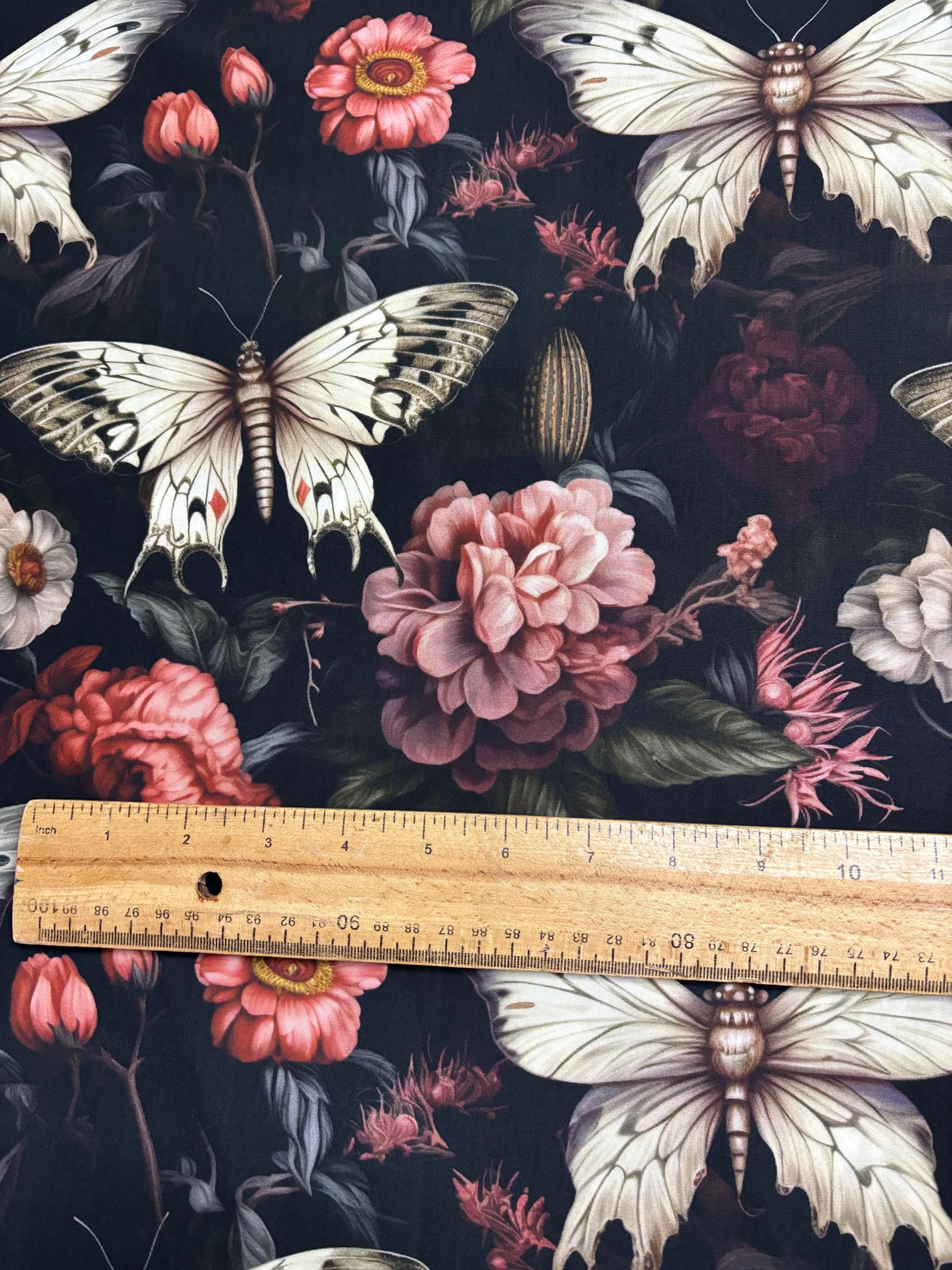 Floral Moth Cotton Fabric