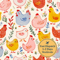 Cute Chickens Cotton Fabric
