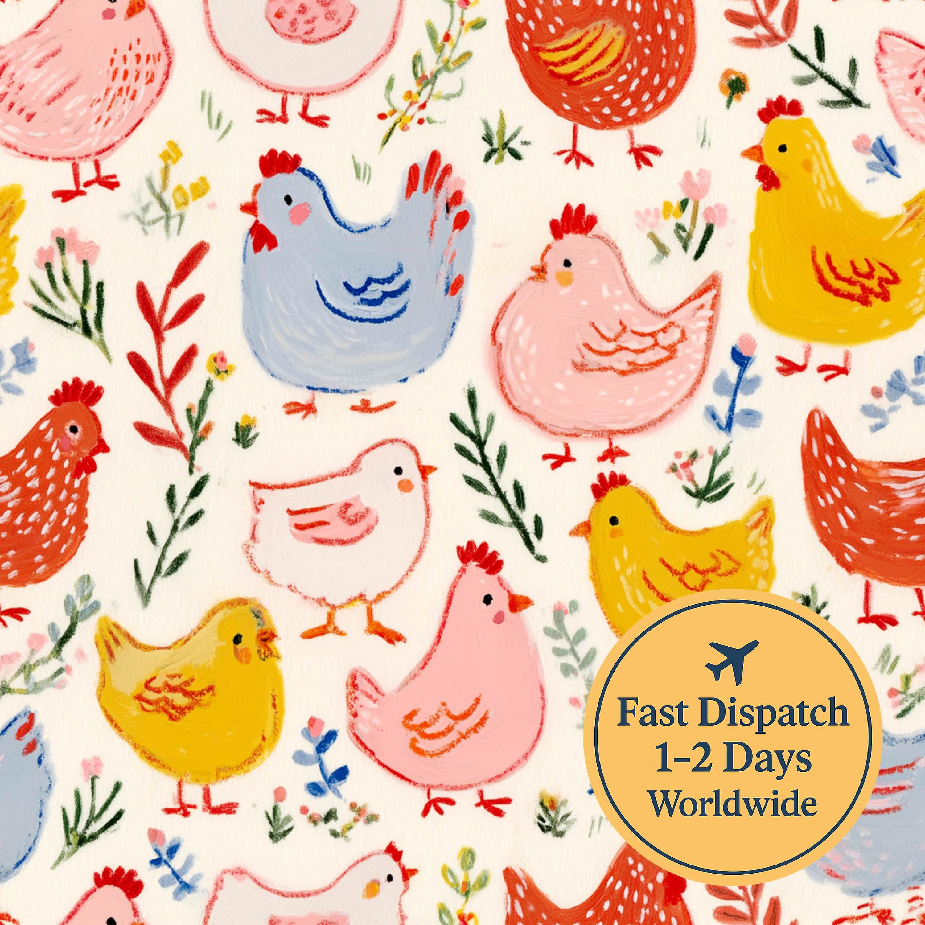 Cute Chickens Cotton Fabric