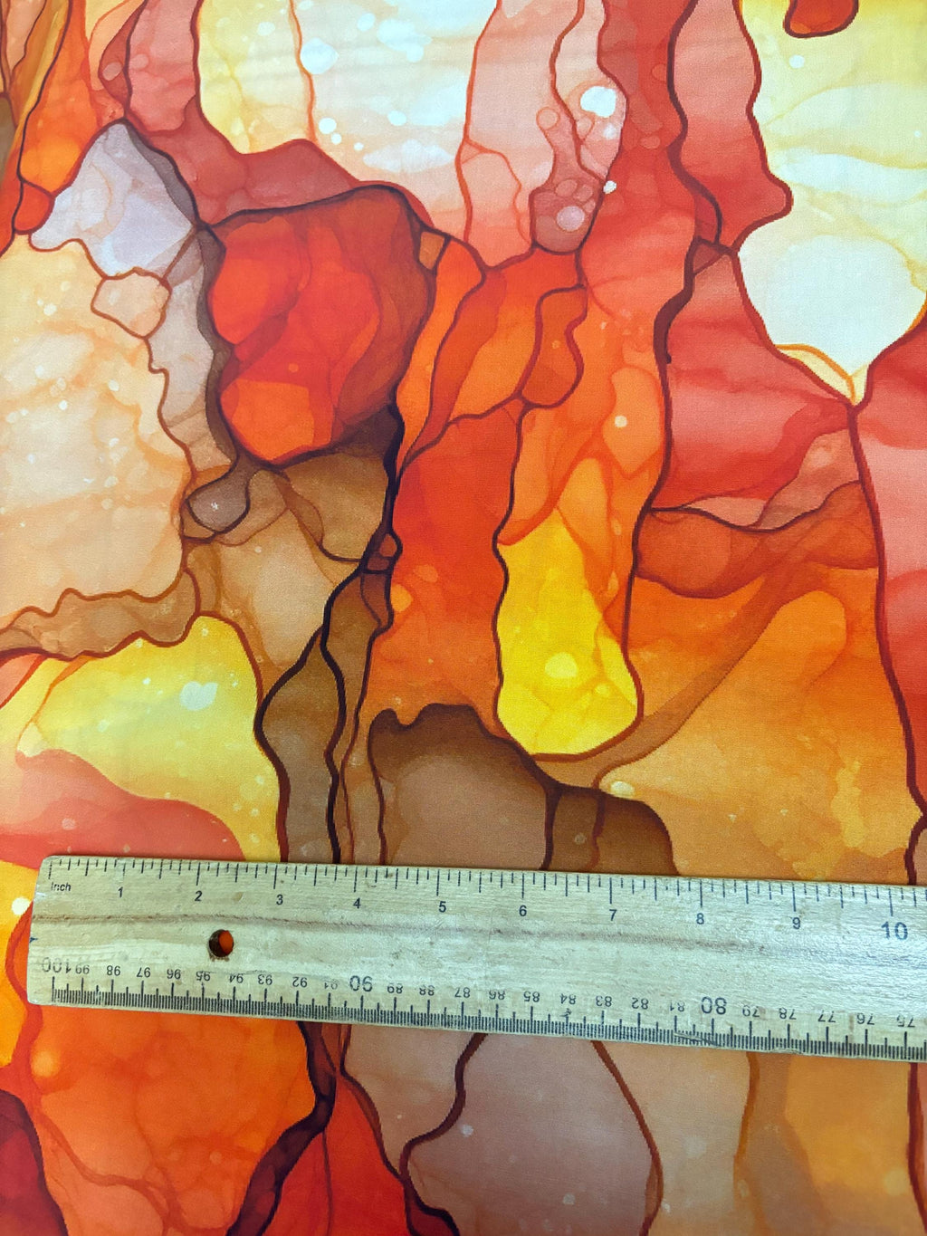 Orange Abstract Cotton Fabric
