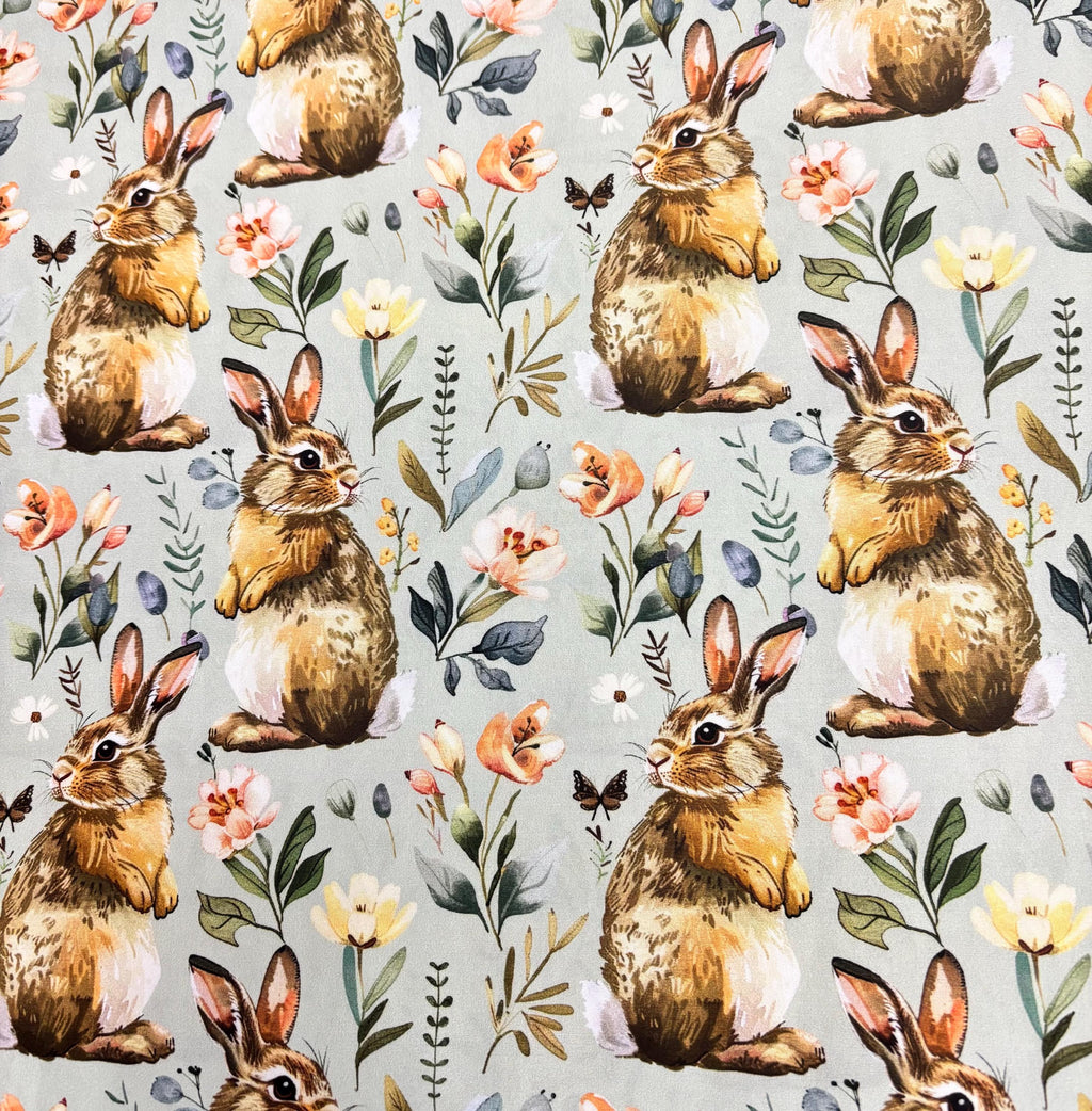 Floral Rabbit Cotton Fabric