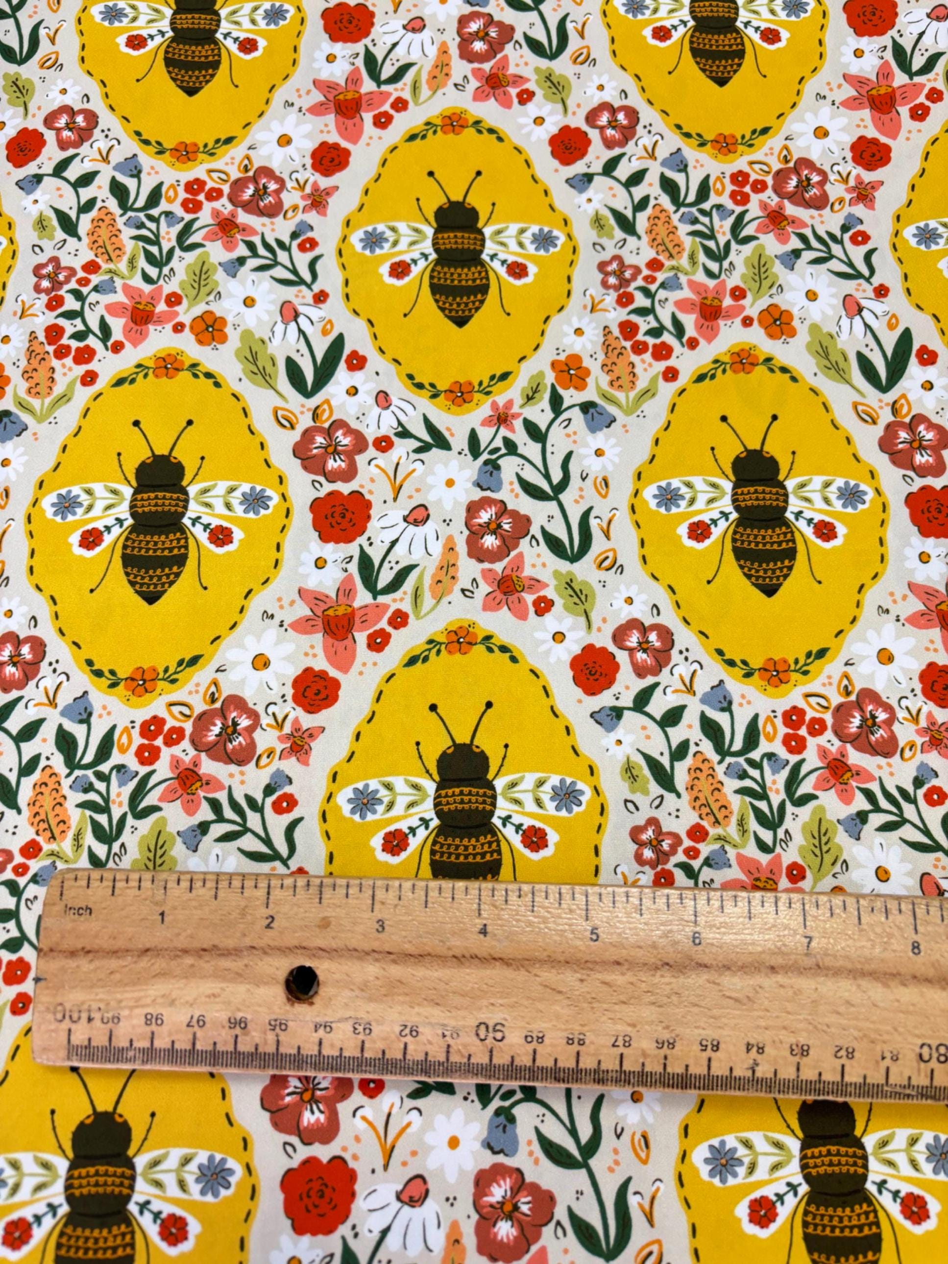 Bees & Florals Cotton Fabric