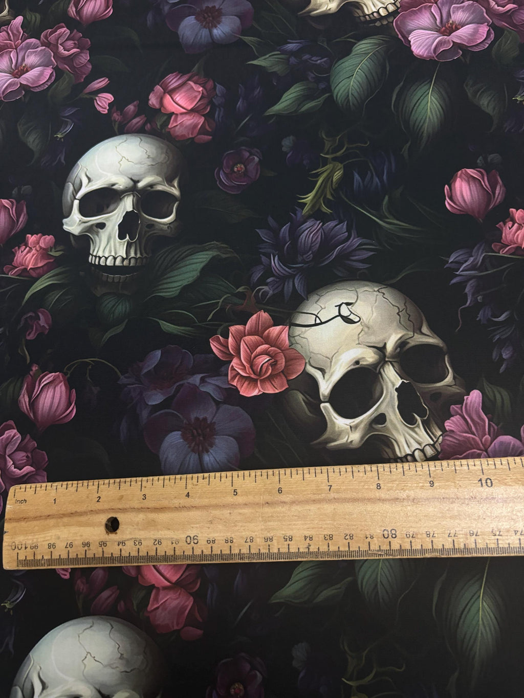 Floral skull Fabric Cotton Fabric