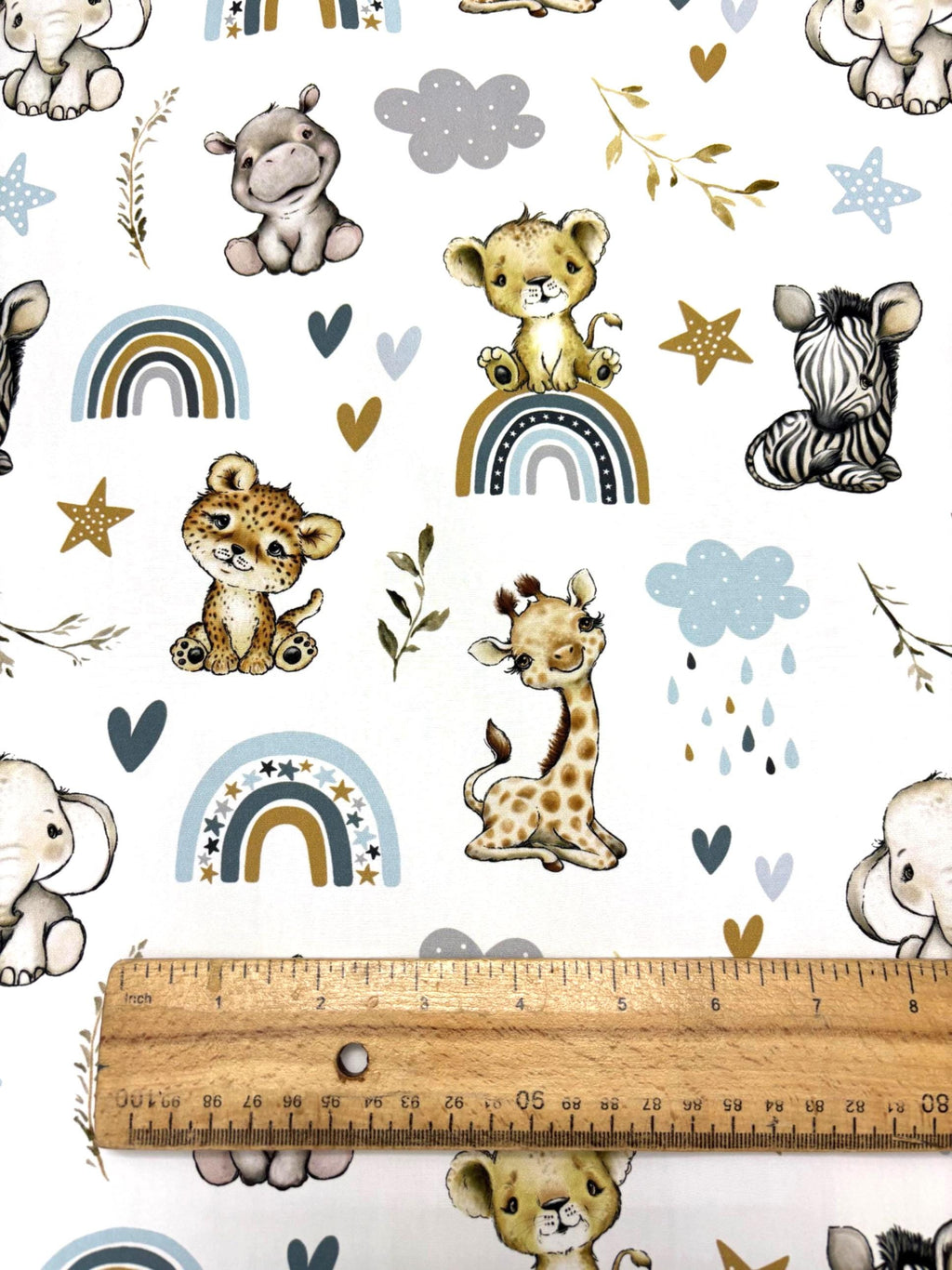 Safari Rainbow Blue Cotton Fabric