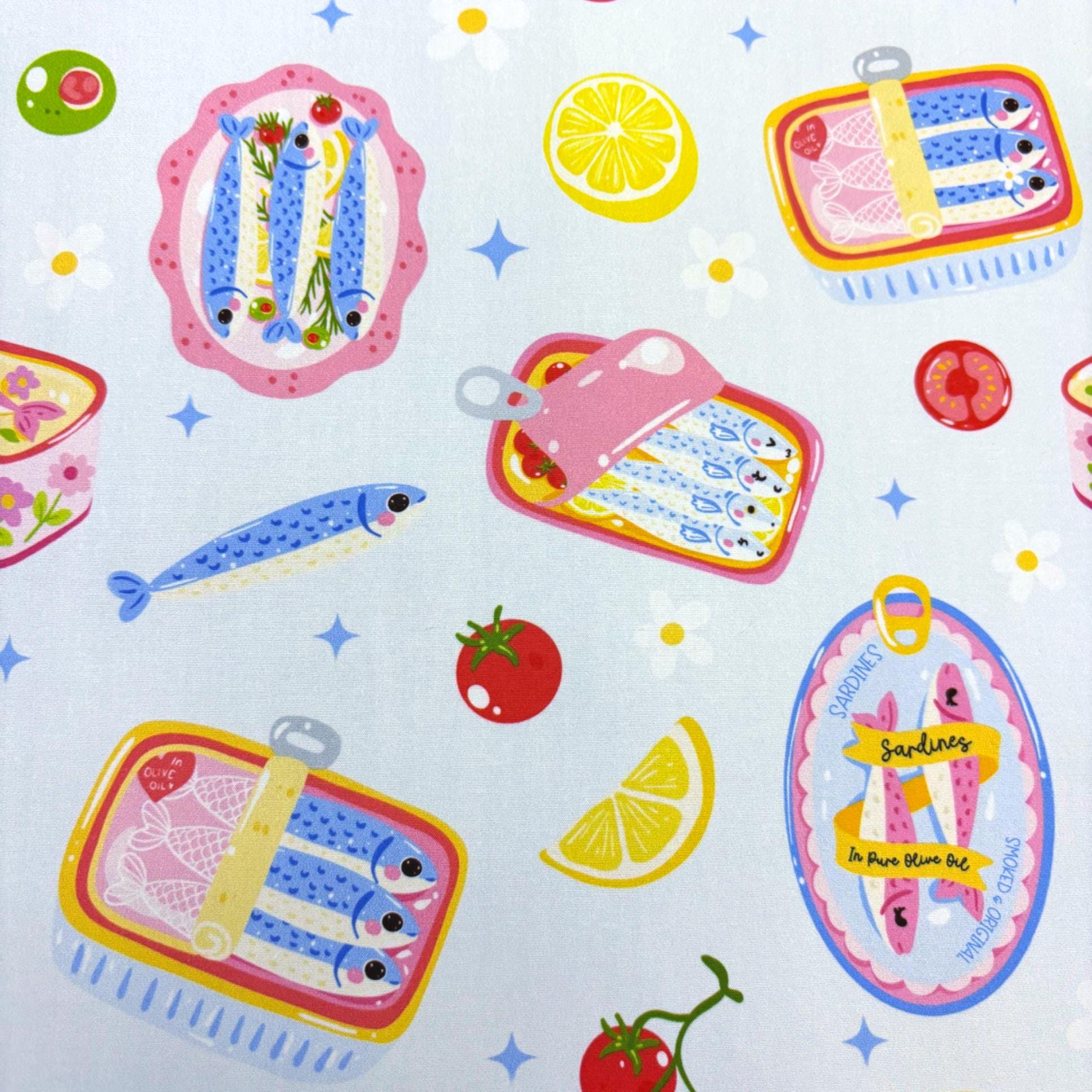 Blue Sardines Cotton Fabric