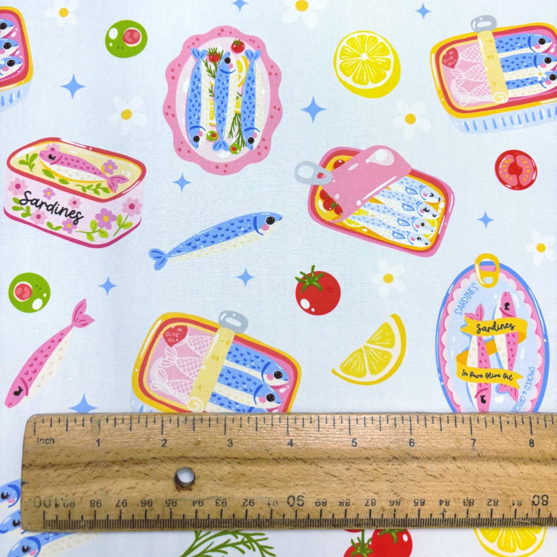 Blue Sardines Cotton Fabric