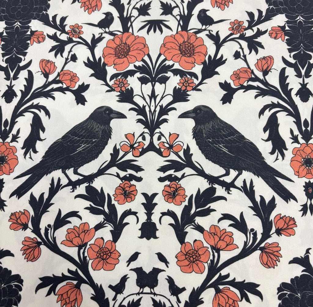 Art Deco Gothic Crow Cotton Fabric