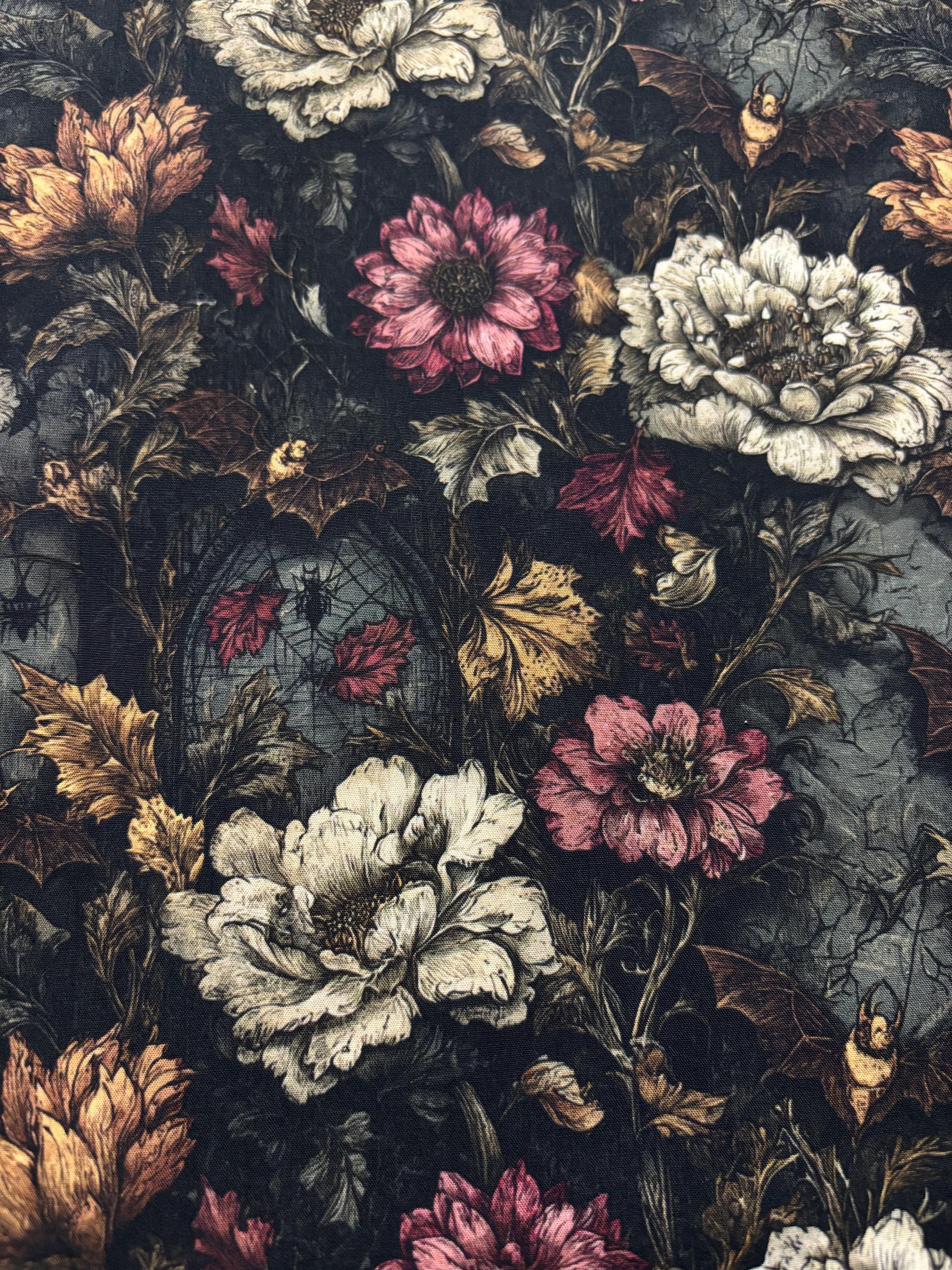 Dark Gothic Floral Cotton Fabric