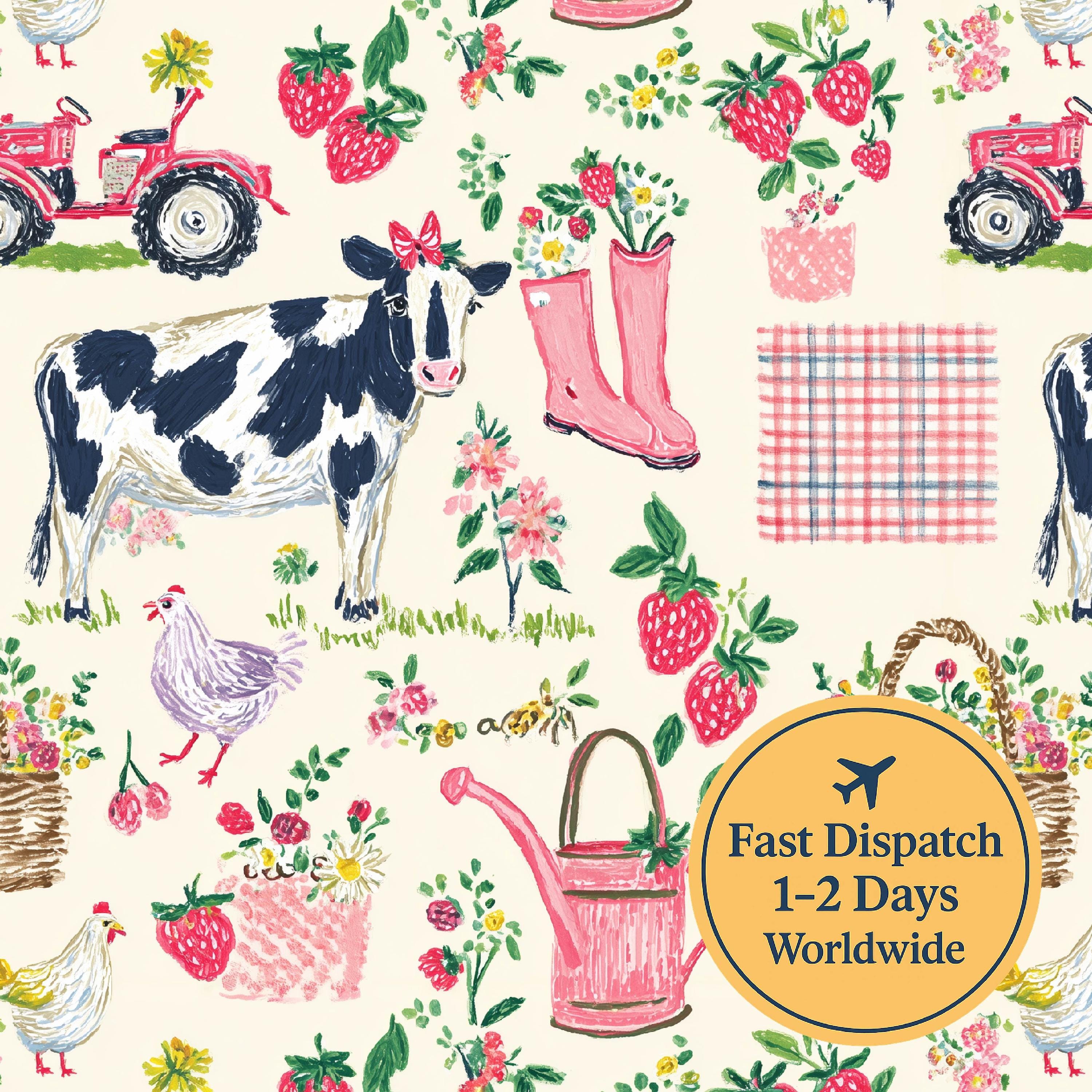 Pink Farmyard Cotton Fabric