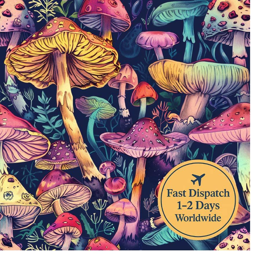 Whimsical Mushroom Cotton Fabric