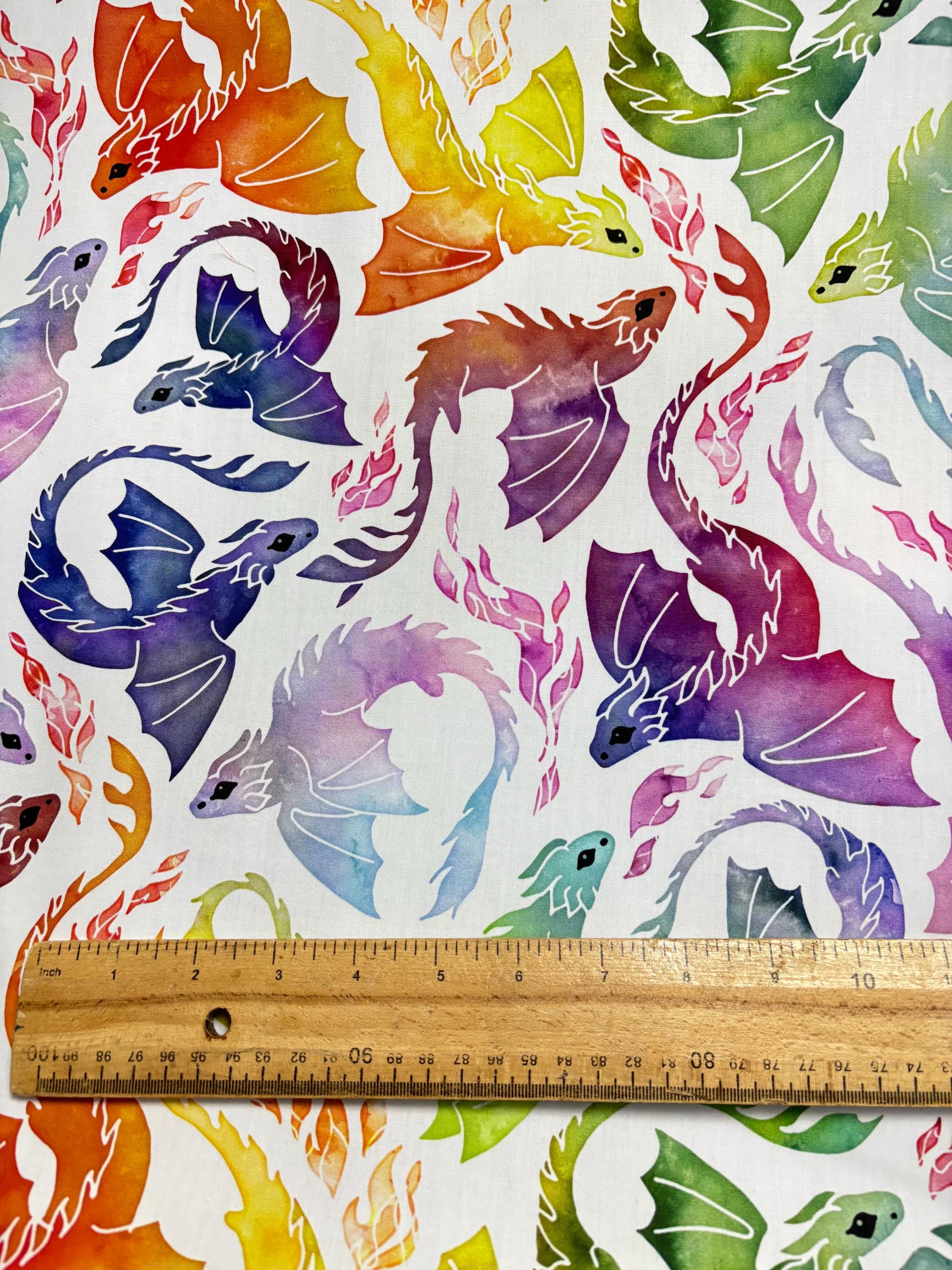 Rainbow Dragon Cotton Fabric