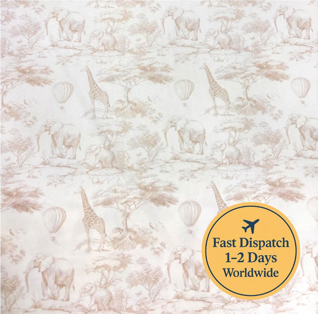 Beige Toile Safari Cotton Fabric