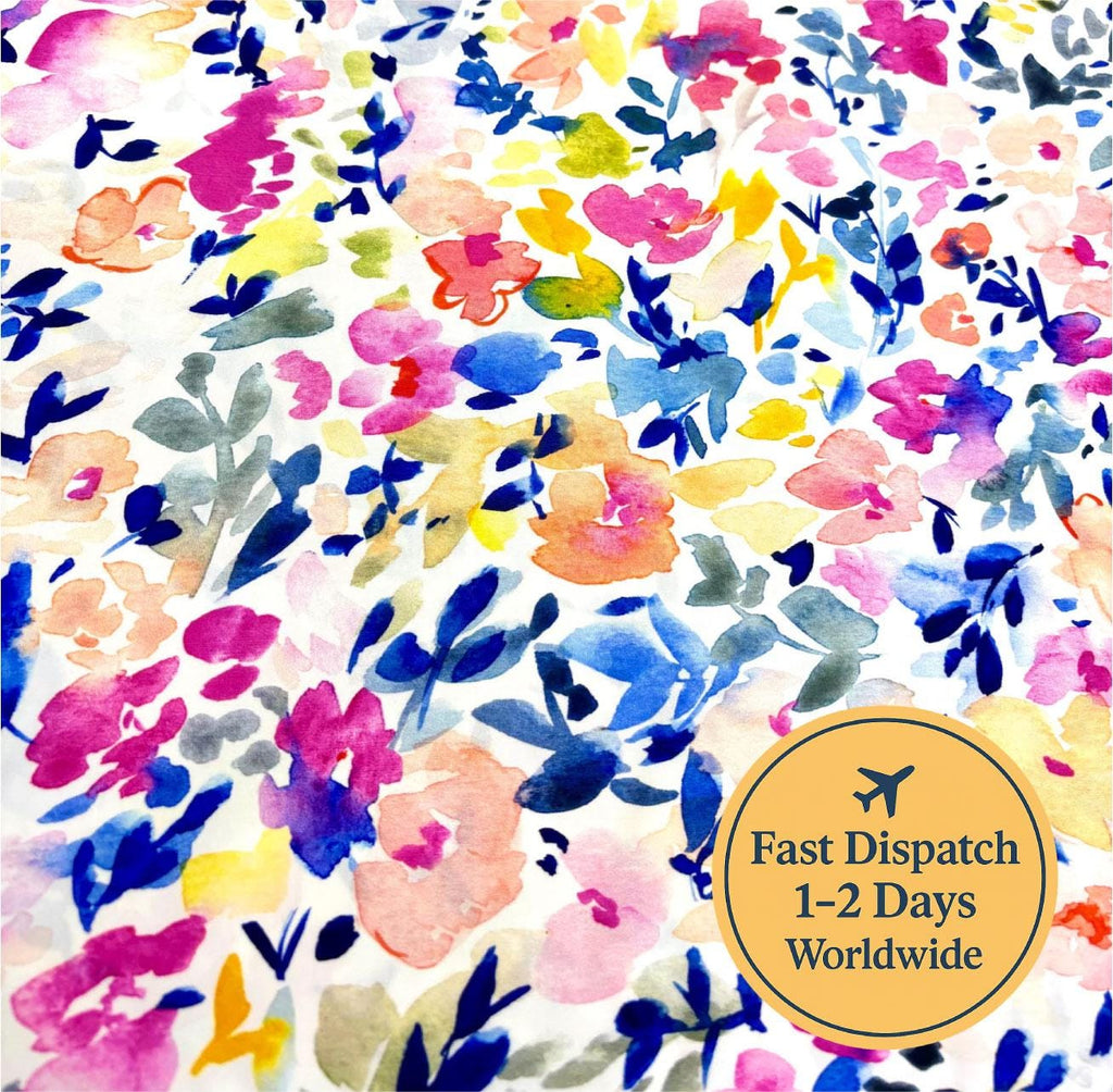 Bright Gouache Floral Cotton Fabric