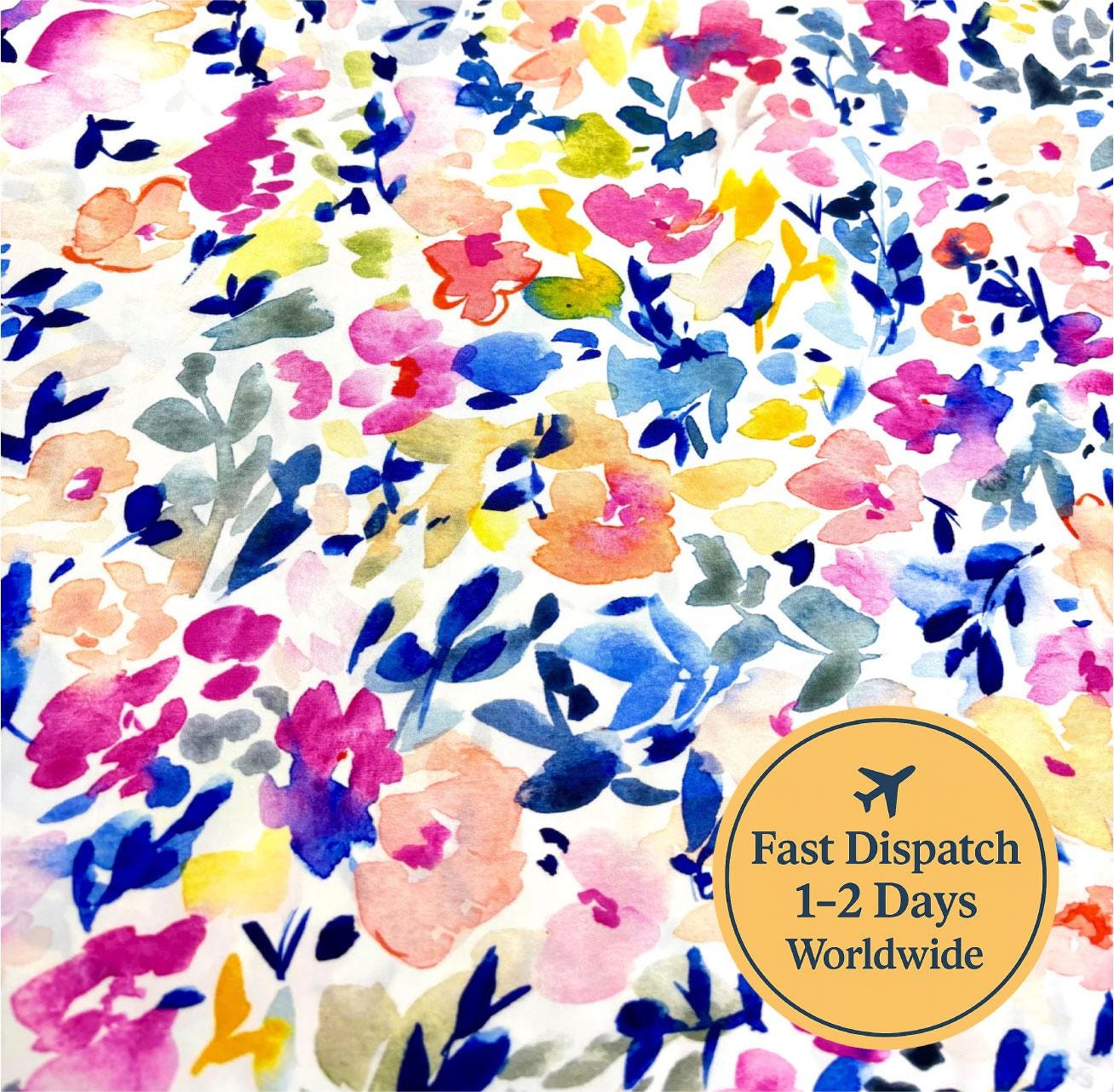 Bright Gouache Floral Cotton Fabric