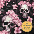 Blossoms and Skulls Cotton Fabric