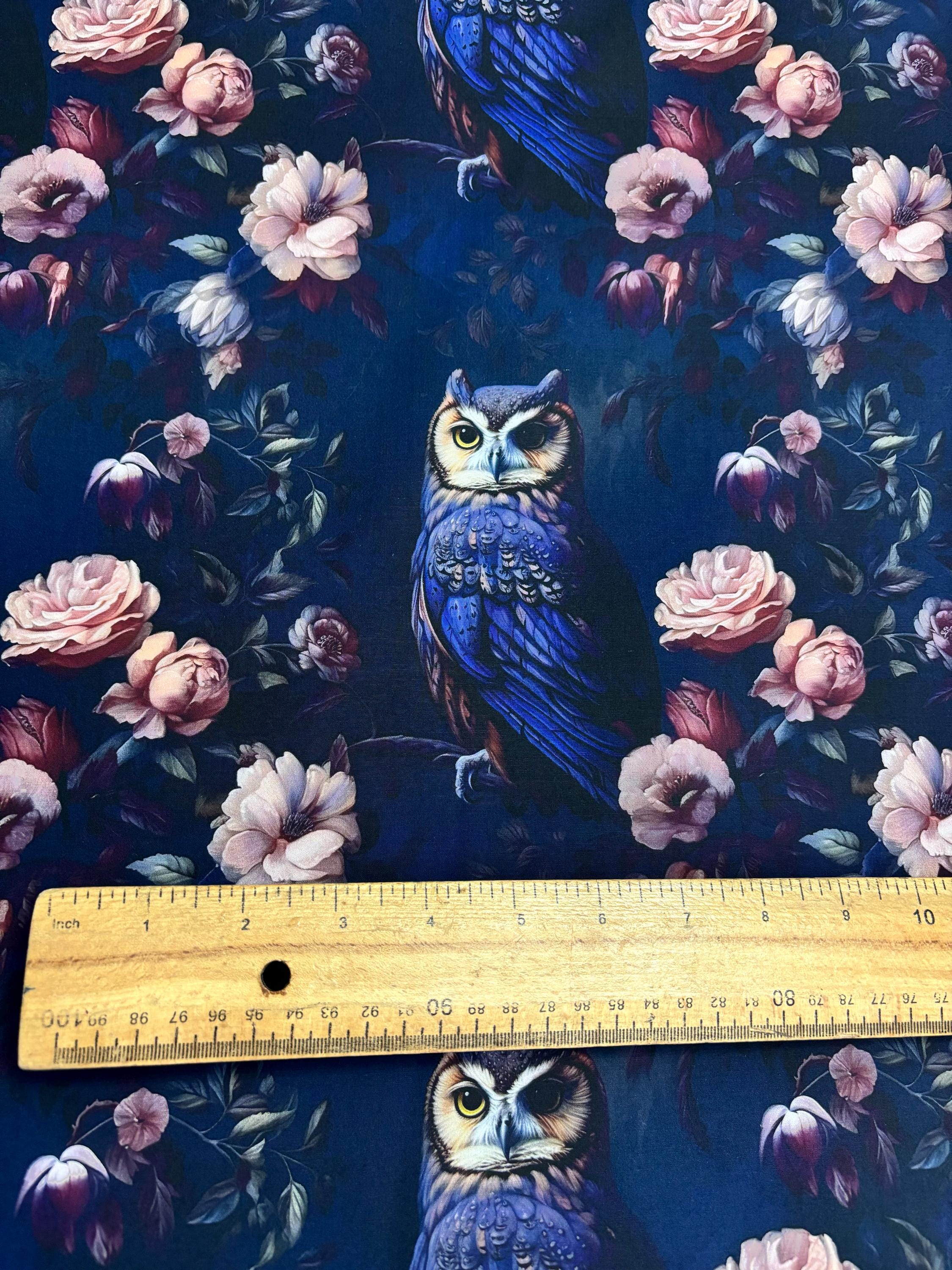 Gothic Owl Cotton Fabric