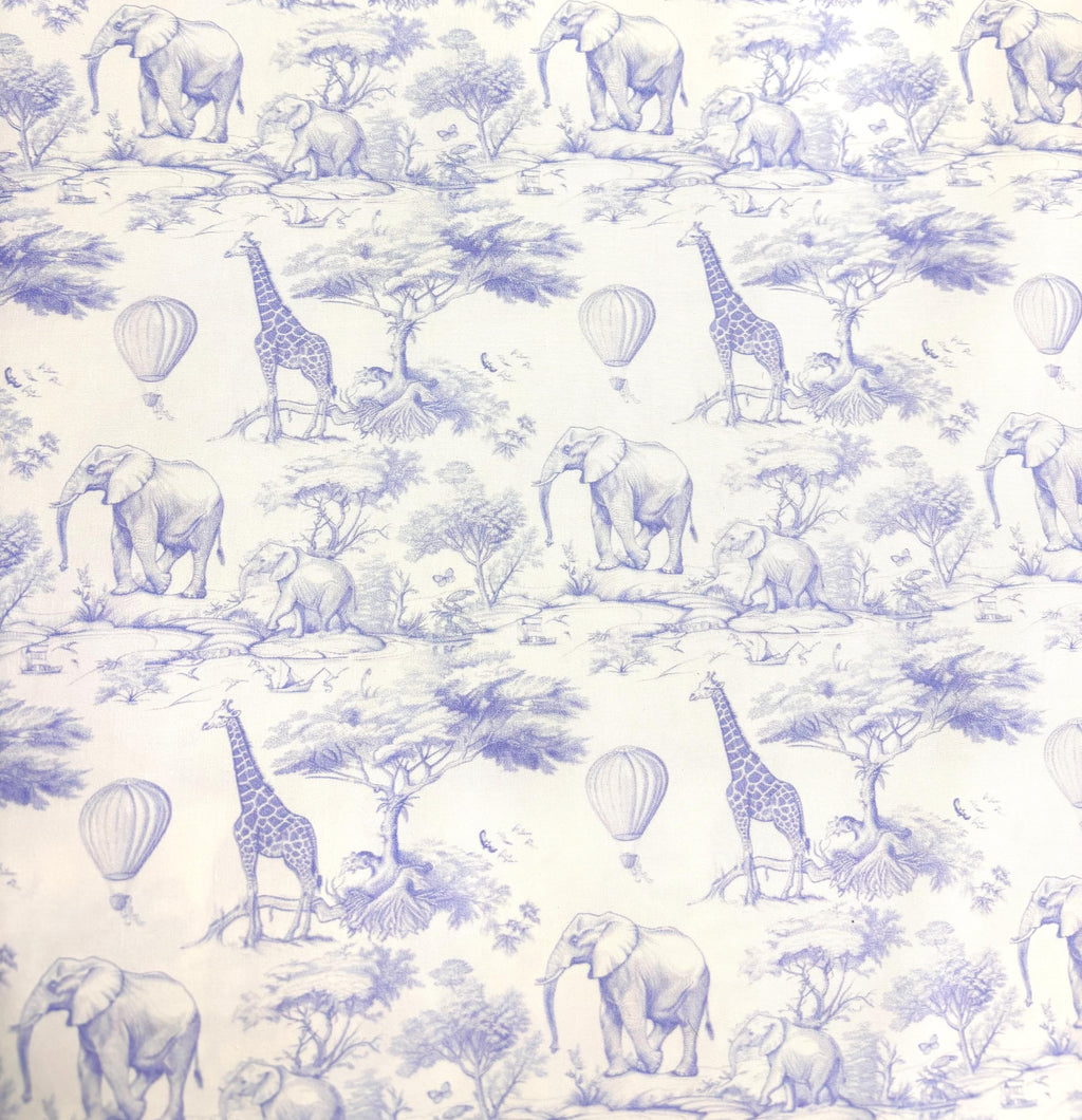 Blue Toile Safari Cotton Fabric