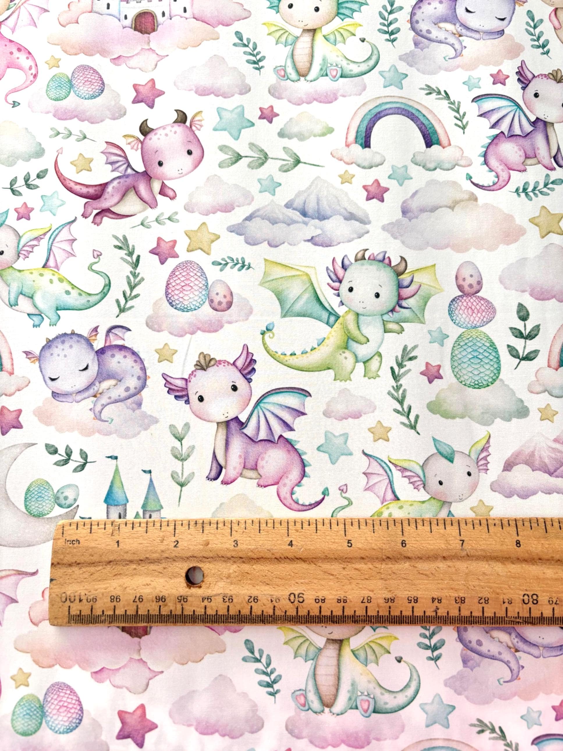 Pastel Dragon Cotton Fabric