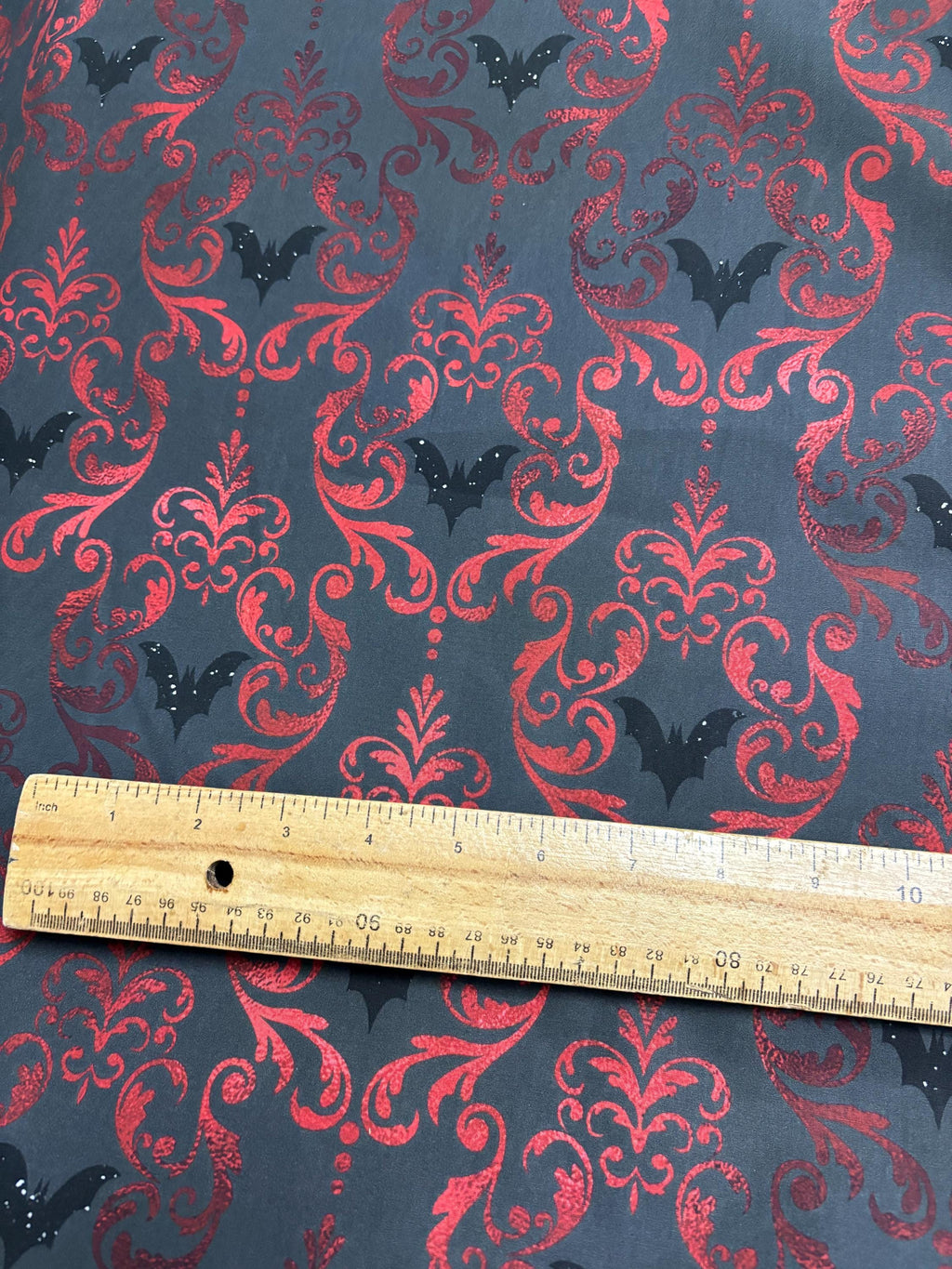 Gothic Bat Cotton Fabric art deco Fabric vampire Fabric gothic Fabric red and grey fabric
