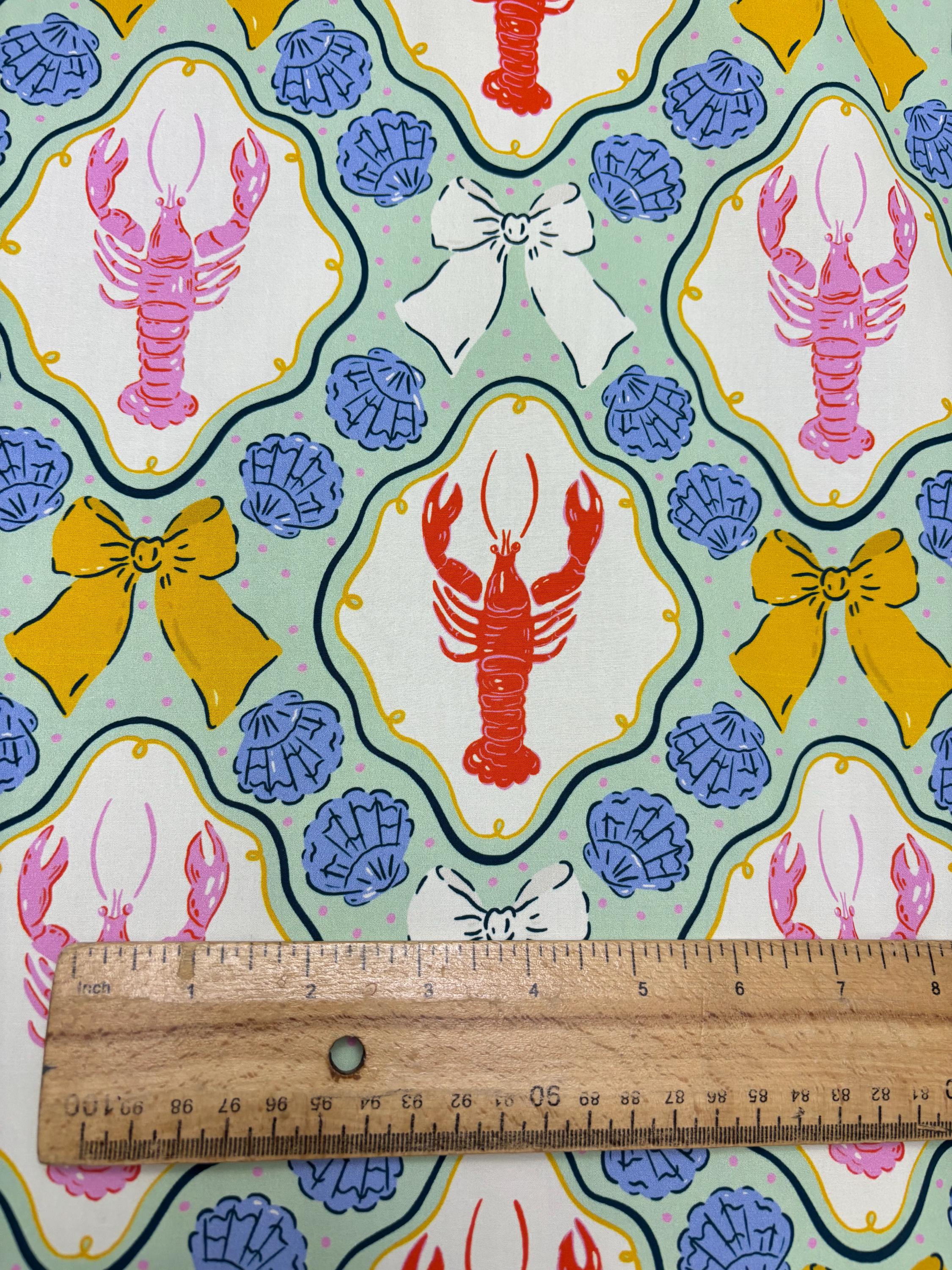 Lobsters & Bows Cotton Fabric