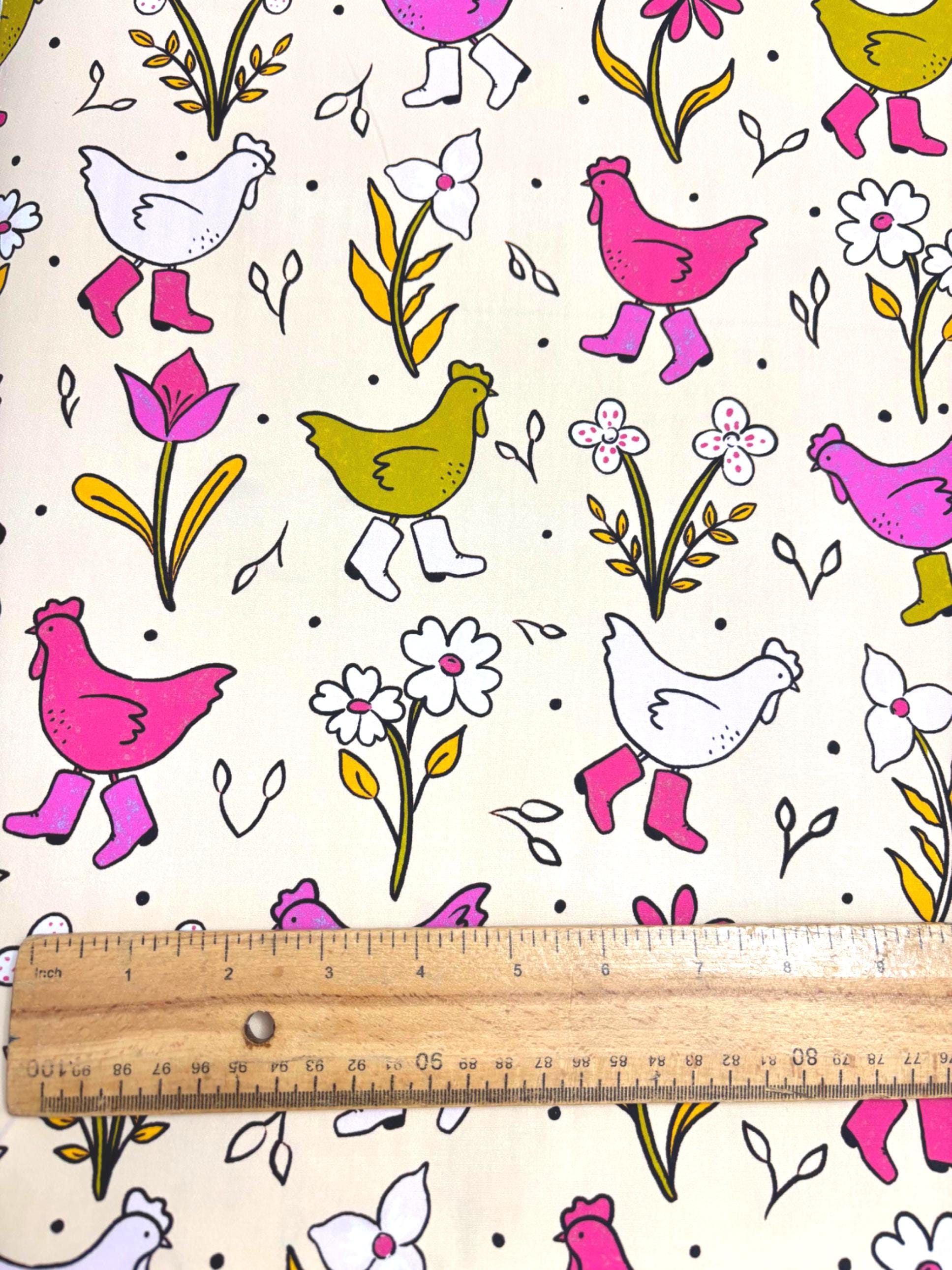 Preppy Chickens Cotton Fabric