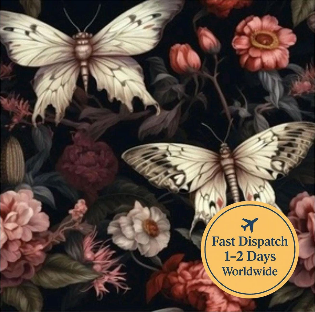 Floral Moth Cotton Fabric