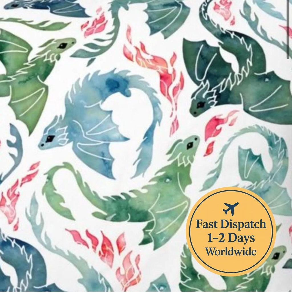 Blue and Green Dragon Cotton Fabric