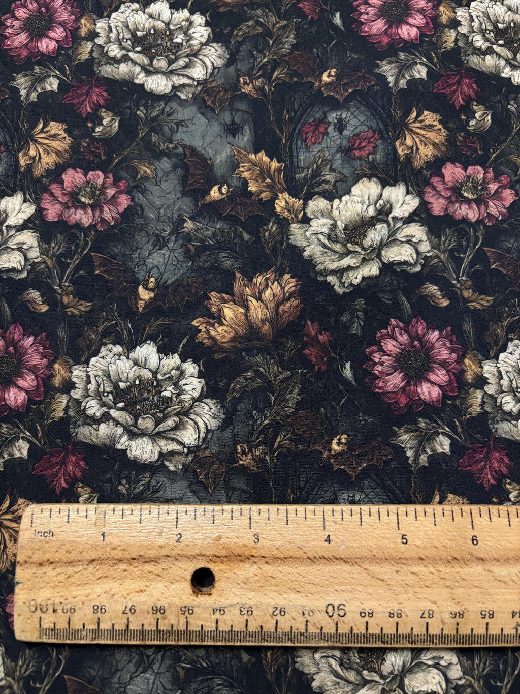 Dark Gothic Floral Cotton Fabric