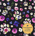 Floral Dog Paws Cotton Fabric