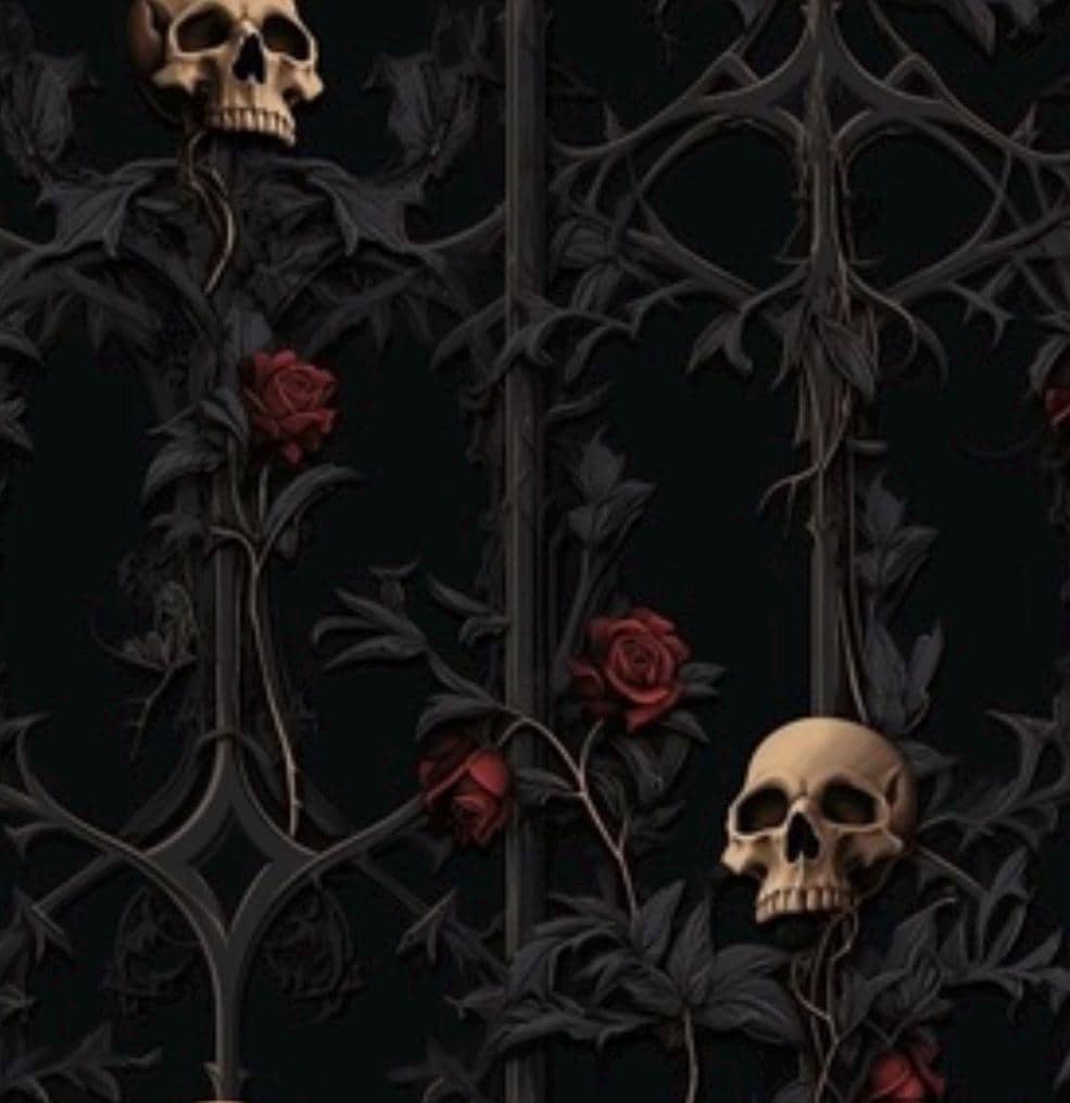 Skull In Thorns Cotton Fabric