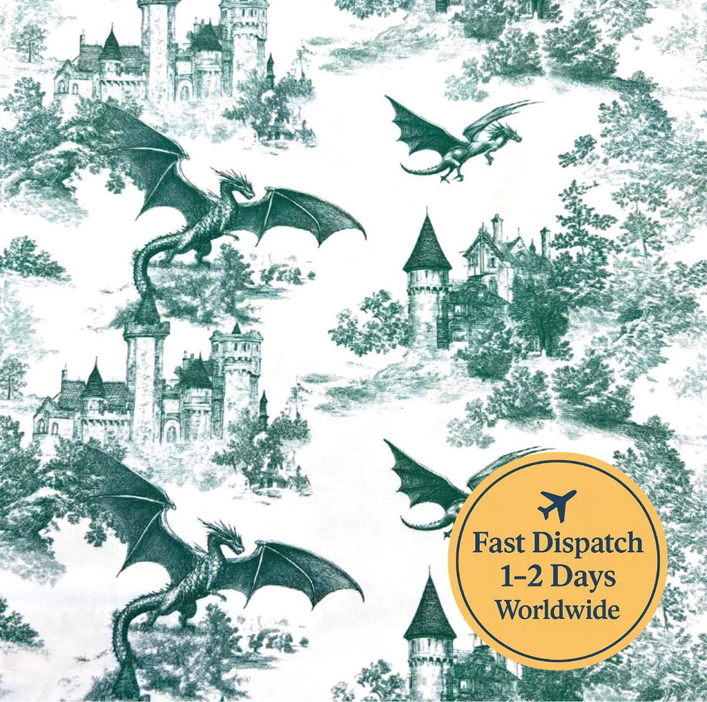 Green Toile Dragon Cotton Fabric