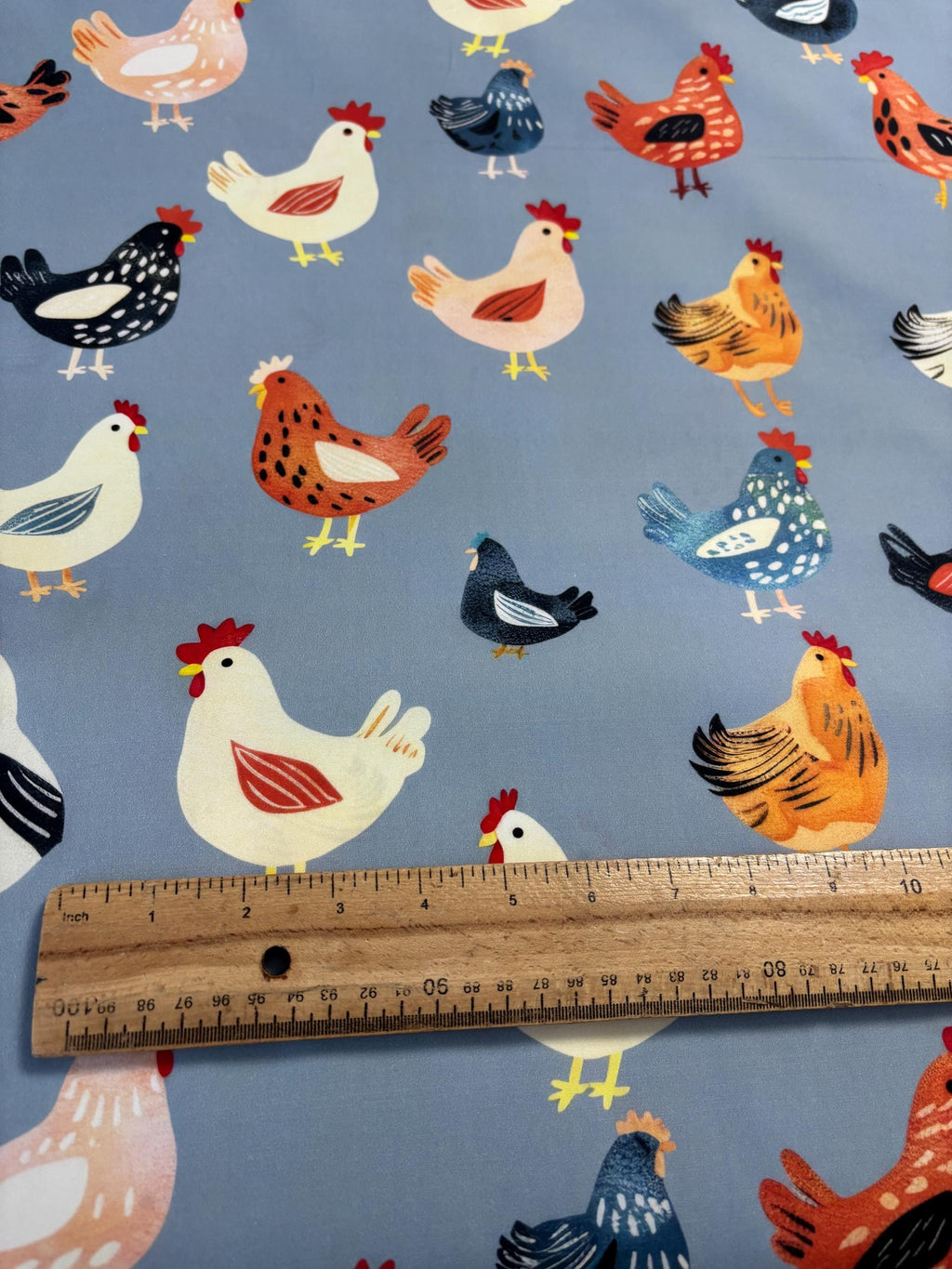 Blue Chicken Cotton Fabric