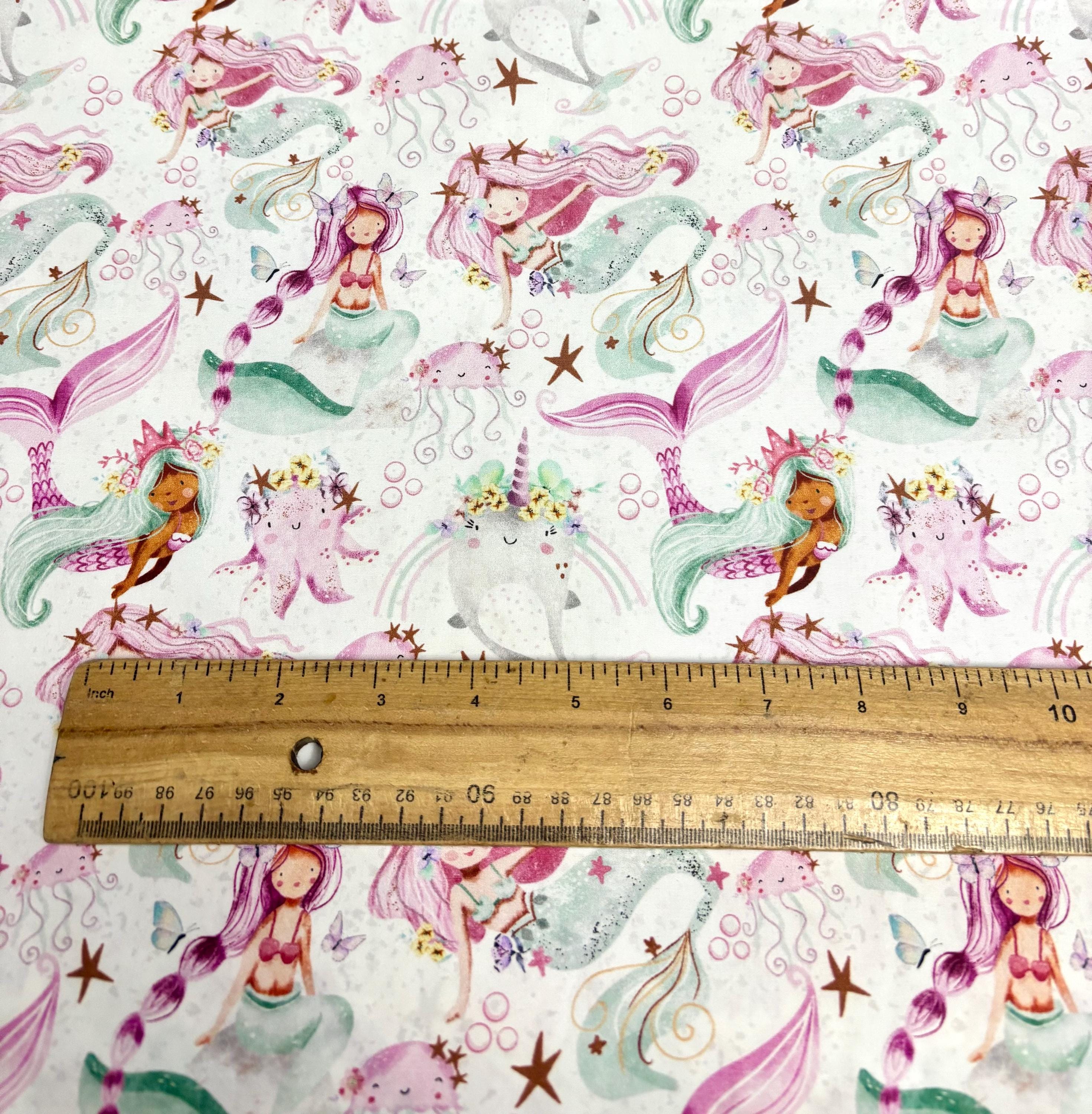 Pastel Mermaid Cotton Fabric