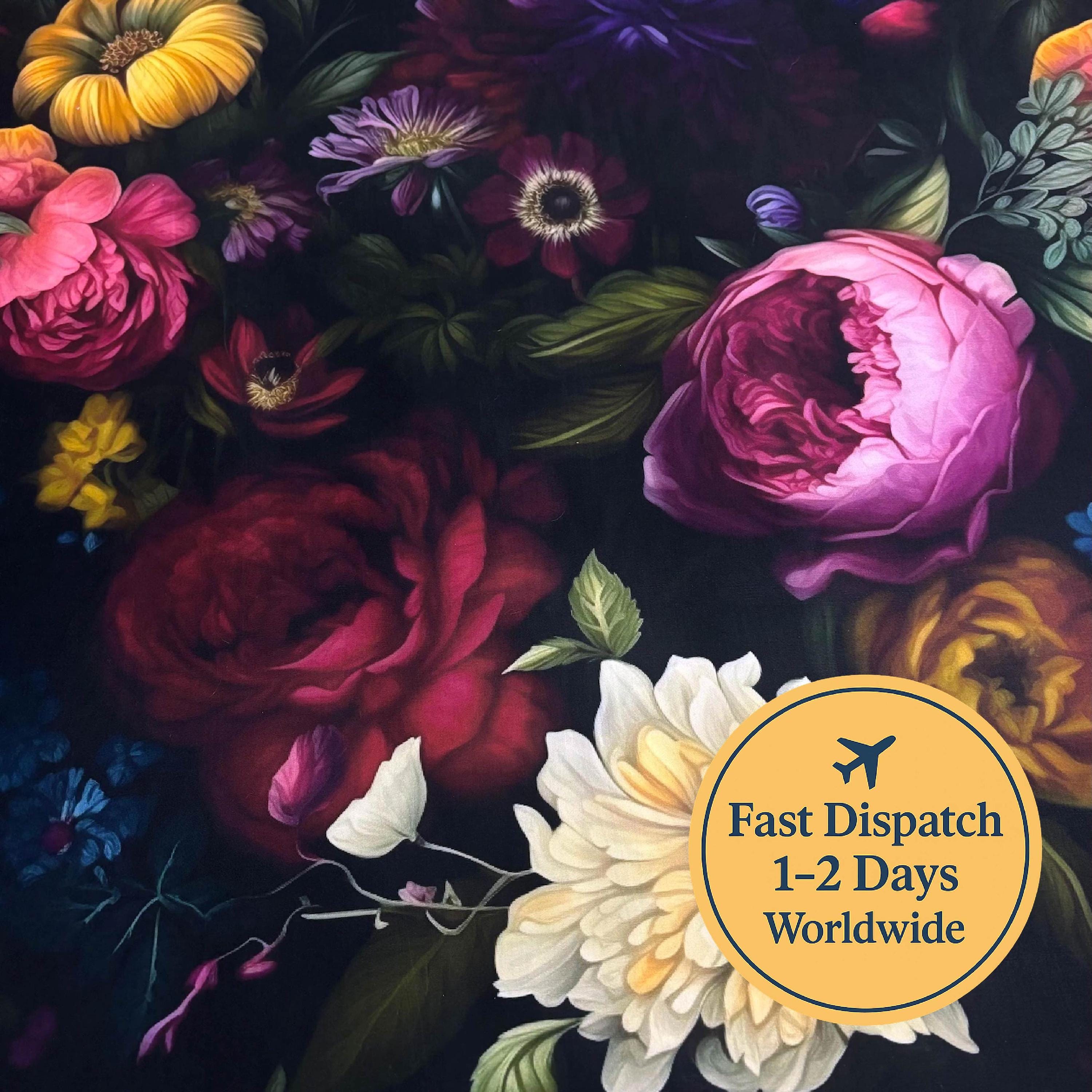 Large Scale Moody Floral Cotton Fabric