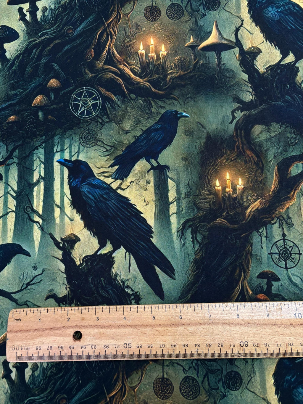 Gothic Crow Cotton Fabric